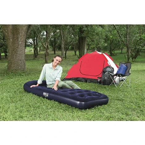 Materasso Gonfiabile Da Campeggio Floccato Singolo Con Pompa Di Gonfiaggio Incorporata Cm 185x76x28 Bestway 67223 - immagine 2