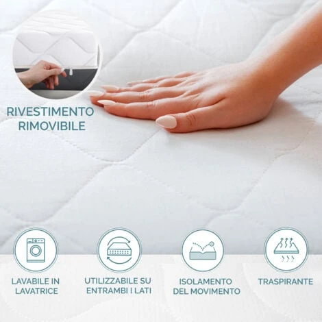 Materasso Con Formula Ibrida Memory E Waterfoam Sostegno Ortopedico Medio-Rigido 100% Made In Italy ProprietĂ Automodellanti Traspirante Antiacaro E Antibatterico Singolo 80 X 190 - immagine 3