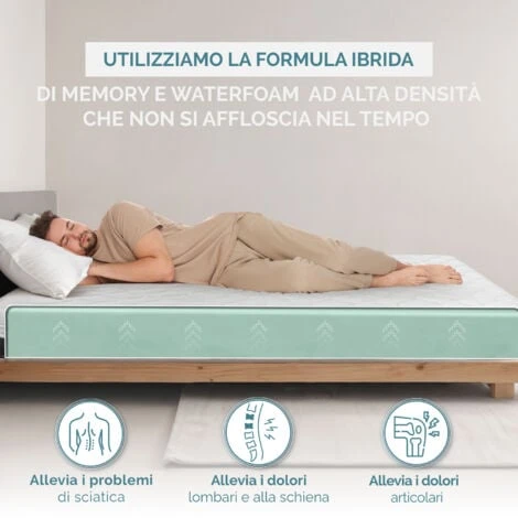 Materasso Con Formula Ibrida Memory E Waterfoam Sostegno Ortopedico Medio-Rigido 100% Made In Italy ProprietĂ Automodellanti Traspirante Antiacaro E Antibatterico Singolo 80 X 190 - immagine 4