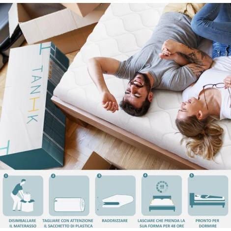 Materasso Con Formula Ibrida Memory E Waterfoam Sostegno Ortopedico Medio-Rigido 100% Made In Italy ProprietĂ Automodellanti Traspirante Antiacaro E Antibatterico Singolo 80 X 190 - immagine 5