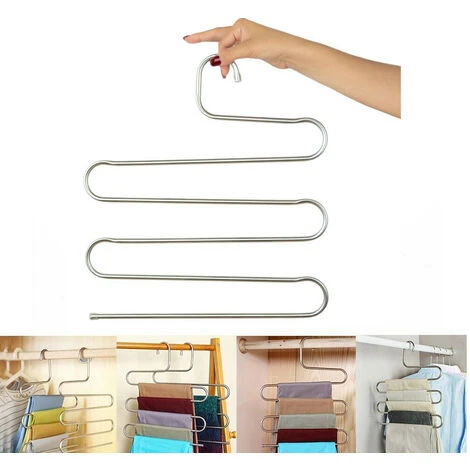 Grucce Abiti Salvaspazioa S Pantaloni 5 Pz 5 Livelli Asciugamani Sciarpe - immagine 3