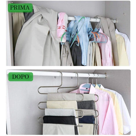 Grucce Abiti Salvaspazioa S Pantaloni 5 Pz 5 Livelli Asciugamani Sciarpe - immagine 4