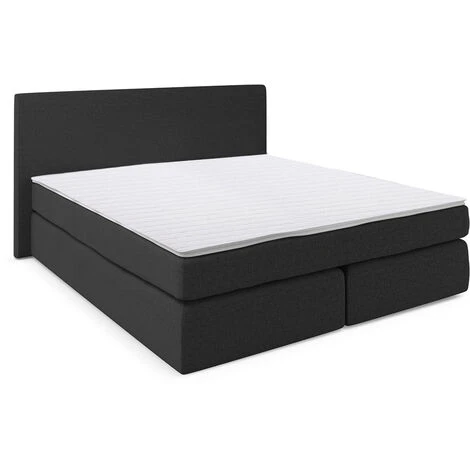 Letto Boxspring 140x200cm Nero Con Topper VitaliSpa