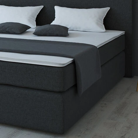 Letto Boxspring 140x200cm Nero Con Topper VitaliSpa - immagine 5