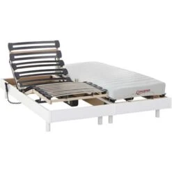 Letto Relax Elettrico Materasso Accoglienza Lattice 2 X 80 X 200 Cm Bianco - TYNDARE Di DREAMEA
