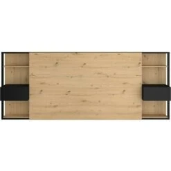 Testata Letto Con Comodini 160 Cm Rovere E Nero - MISTA