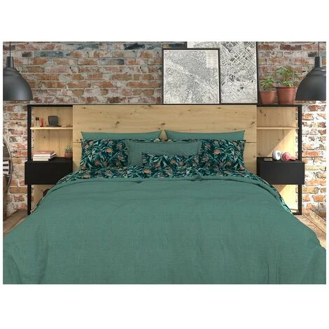 Testata Letto Con Comodini 160 Cm Rovere E Nero - MISTA - immagine 3