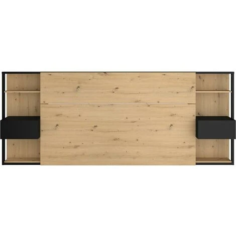 Testata Letto Con Comodini 160 Cm Rovere E Nero - MISTA - immagine 4