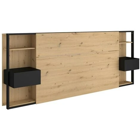 Testata Letto Con Comodini 160 Cm Rovere E Nero - MISTA - immagine 5