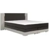 Set Boxspring Completo Testata Con LED + Reti + Materasso + Topper ASTI - 160 X 200 Cm - Similpelle - Bianco E Grigio