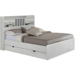 Letto Con Vani Portaoggetti 140 X 190 Cm Bianco - MEDERICK