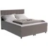 Set Letto Boxspring Testata + Reti + Materasso + Topper 2 X 80 X 200 Cm Tessuto Grigio - SIERO Di DREAMEA