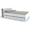 Letto Con Testata Vani Portaoggetti E Cassetti 160 X 200 Cm Bianco - EUGENE