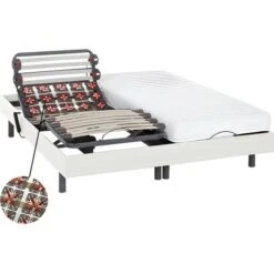Set Da Relax Con Doghe E Sospensioni - PANDORA II Di DREAMEA - Motori OKIN - Bianco - 2 X 80 X 200 Cm
