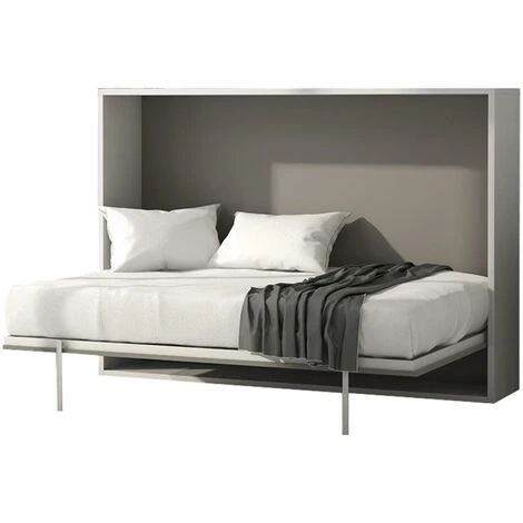 Letto A Scomparsa MALINA Con Apertura Orizzontale Manuale - 140x200cm - Bianco/grigio