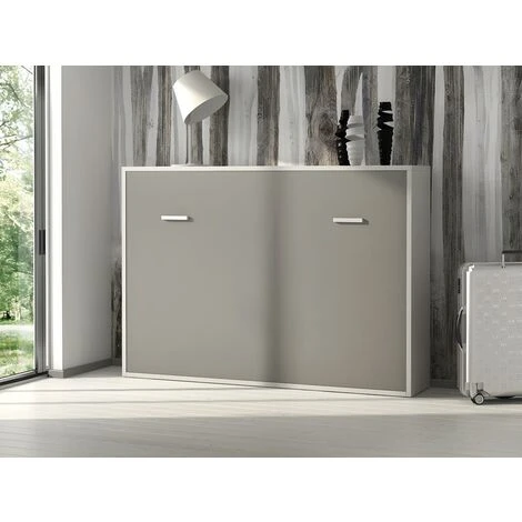 Letto A Scomparsa MALINA Con Apertura Orizzontale Manuale - 140x200cm - Bianco/grigio - immagine 5