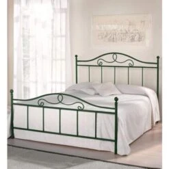 Qualydorm Letto In Ferro Battuto Moderno Una Piazza E Mezza MALTA - Made In Italy Vari Colori Da Cm 120x190 Artigianale Verde