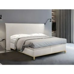 Set Boxspring Completo Testata+Reti+Materasso+Topper 160 X 200 Cm Tessuto Grigio - MOGAN Di Pascal MORABITO
