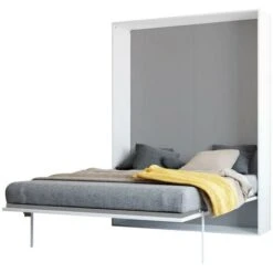 Letto A Scomparsa MALINA Con Apertura Verticale Manuale - 140x200cm - Bianco/grigio
