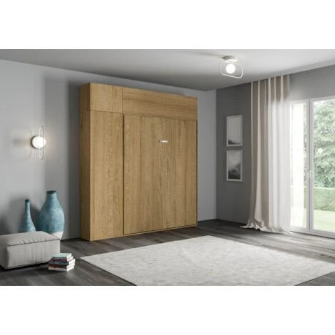 Letto Matrimoniale Kentaro Quercia Natura Con Colonna - Pensile Vasistas - Pensile Sopra Colonna - immagine 2