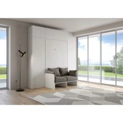 Letto 140 Sof� Kentaro Bianco Frassino Con Colonna - Pensile Vasistas - Pensile Sopra Colonna