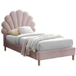 Letto Conchiglia 90 X 190 Cm - Velluto - Rosa - MONICA