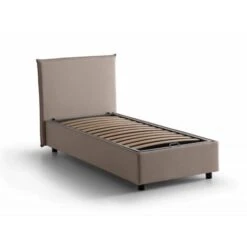 Talamo Italia Letto Singolo Candida, Letto Contenitore Con Rivestimento In Tessuto, 100% Made In Italy, Apertura Laterale, Adatto Per Materasso Cm 80x190, Tortora