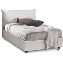 Talamo Italia Letto Piazza E Mezza Angela, Letto Contenitore Con Rivestimento In Ecopelle, 100% Made In Italy, Apertura Frontale, Adatto Per Materasso Cm 120x190, Bianco