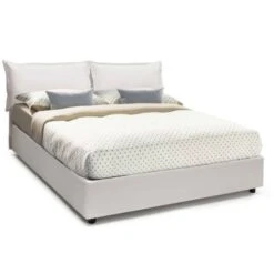 Talamo Italia Letto Matrimoniale Veronica, Letto Contenitore Con Rivestimento In Ecopelle, 100% Made In Italy, Apertura Frontale, Adatto Per Materasso Cm 160x190, Bianco
