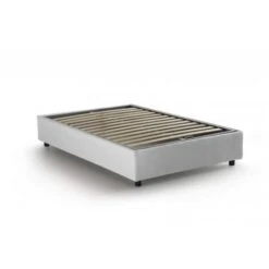 Talamo Italia Letto Piazza E Mezza Nicole, Letto Contenitore Con Rivestimento In Tessuto, 100% Made In Italy, Apertura Frontale, Adatto Per Materasso Cm 120x190, Bianco