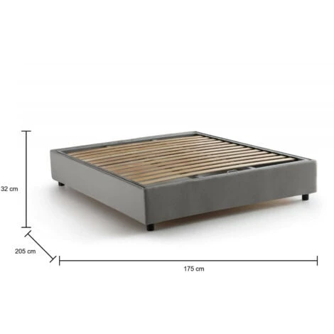 Talamo Italia Letto Matrimoniale Elisa, Letto Contenitore Con Rivestimento In Tessuto, 100% Made In Italy, Apertura Frontale, Adatto Per Materasso Cm 160x190, Grigio - immagine 3