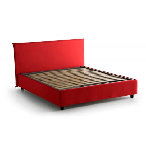 Talamo Italia Letto Matrimoniale Azue, Letto Contenitore Con Rivestimento In Tessuto, 100% Made In Italy, Apertura Frontale, Adatto Per Materasso Cm 140x190, Rosso