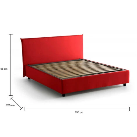 Talamo Italia Letto Matrimoniale Azue, Letto Contenitore Con Rivestimento In Tessuto, 100% Made In Italy, Apertura Frontale, Adatto Per Materasso Cm 140x190, Rosso - immagine 3