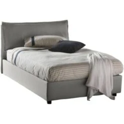 Talamo Italia Letto Piazza E Mezza Gloria, Letto Contenitore Con Rivestimento In Tessuto, 100% Made In Italy, Apertura Frontale, Adatto Per Materasso Cm 120x190, Grigio