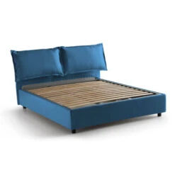 Talamo Italia Letto Matrimoniale Deborah, Letto Contenitore Con Rivestimento In Tessuto, 100% Made In Italy, Apertura Frontale, Adatto Per Materasso Cm 160x190, Blu