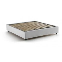 Talamo Italia Letto Matrimoniale Elisa, Letto Contenitore Con Rivestimento In Tessuto, 100% Made In Italy, Apertura Frontale, Adatto Per Materasso Cm 160x190, Bianco