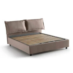 Talamo Italia Letto Matrimoniale Maddalena, Letto Contenitore Con Rivestimento In Tessuto, 100% Made In Italy, Apertura Frontale, Adatto Per Materasso Cm 140x200, Tortora