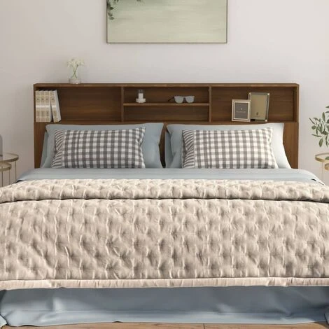 Testiera Con Contenitore Rovere Marrone 200x19x103,5 Cm VidaXL - immagine 5