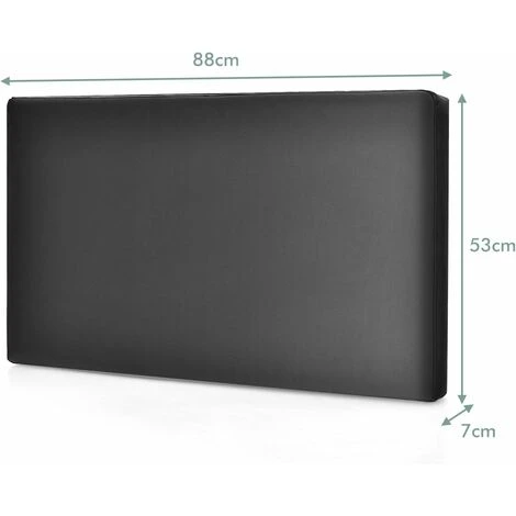 COSTWAY Testiera Da Letto Imbottita, Testiera A Muro Imbottita In Spugna Con Superficie In Tessuto Di Lino/Pelle PU, 88x53x7cm (Pelle PU-nero) - immagine 5