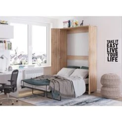 Letto A Parete TEDDY 120x200cm Verticale Rovere Sonoma