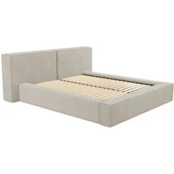 Letto Con Contenitore 140 X 190 Cm - Velluto A Coste - Beige - TIMANO