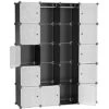 SONGMICS Guardaroba Modulare, Armadietto Fai Da Te, Scaffale A 5 Ripiani 4 Righe Con Scomparti A Cubo, Mobiletto In Plastica, 143 X 36 X 178 Cm, Nero Floreale LPC30H