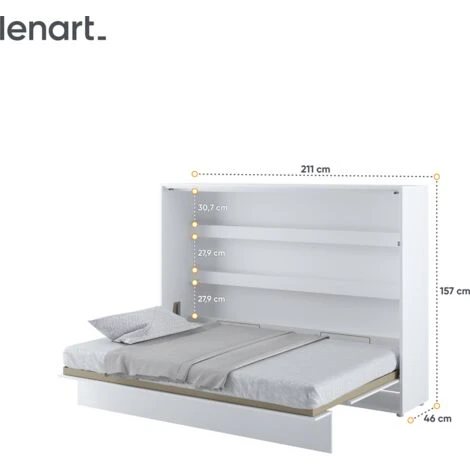 Lenart Letto A Scomparsa BED CONCEPT 04 140x200 Orizzontale Bianco Opaco - immagine 3