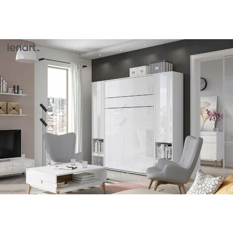 Lenart Letto A Scomparsa BED CONCEPT 04 140x200 Orizzontale Bianco Opaco - immagine 4