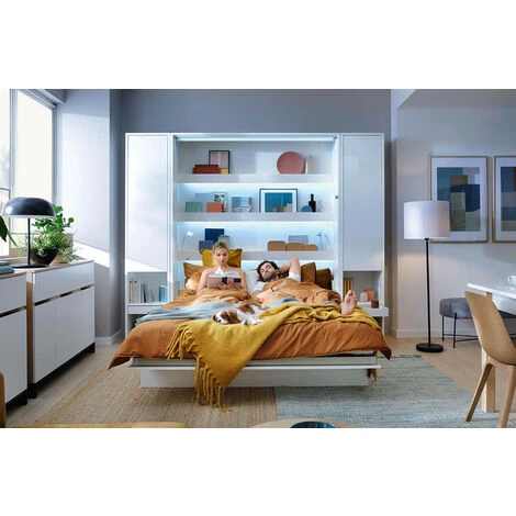 Lenart Letto A Scomparsa BED CONCEPT 04 140x200 Orizzontale Bianco Opaco - immagine 5