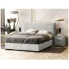 Set Letto Boxspring Testata + Rete + Materasso 160 X 200 Cm Tessuto Grigio - QUINTESSENCE Di PALACIO