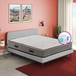 Materasso Ortopedico 1000 Molle Insacchettate H23 Cm, OFFERTA, Zone Differenziate Con Tessuto Anallergico In Argento - GREY ML 80x195 Cm