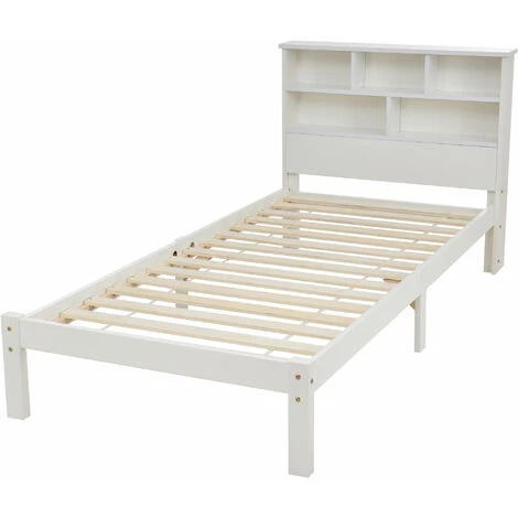 Letto Singolo In Legno Massello Bianco Con Cassetto E Testiera - 90x200cm - immagine 4