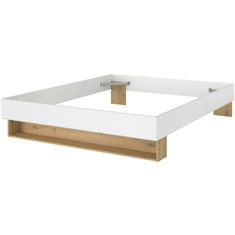 Letto Con Cassetto E Nicchia 160 X 200 Cm Bianco E Naturale - MISTA - immagine 3