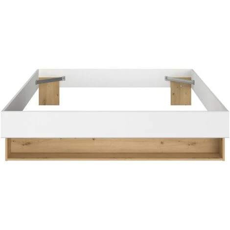 Letto Con Cassetto E Nicchia 160 X 200 Cm Bianco E Naturale - MISTA - immagine 4